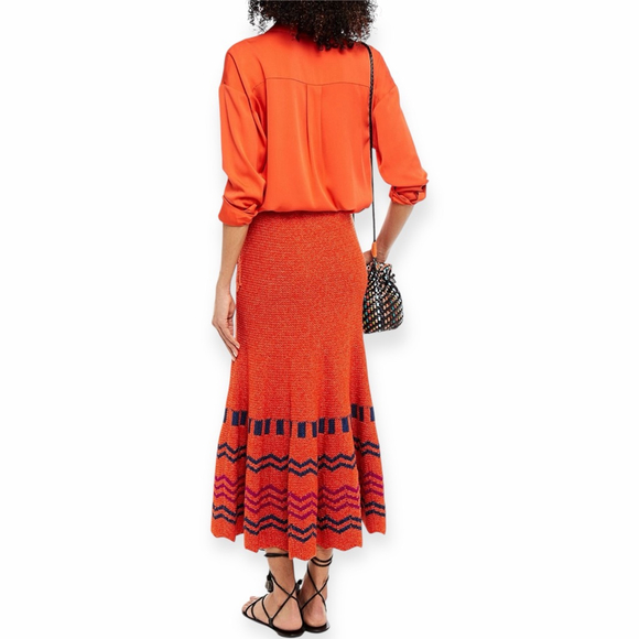 Valentino Garavani Wool Knit Midi Skirt Fluted Jacquard Size XS Fits Small NWT - Picture 5 of 10